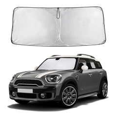 EcoNour Mini Countryman F60 sunshade front view blocks UV rays and keeps interior cooler