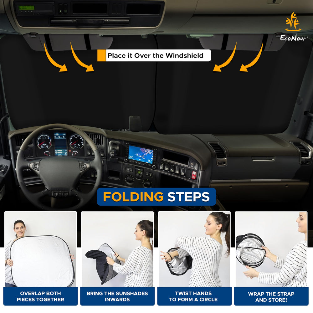 EcoNour two-piece design enables adjustable coverage across vehicle sizes.