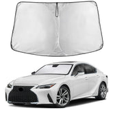 EcoNour windshield sunshade for Lexus IS — front view reduces glare and heat.