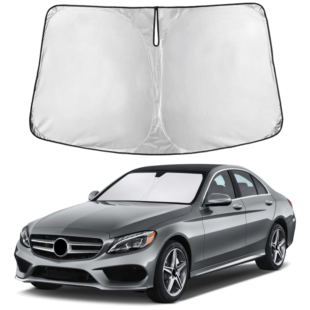 EcoNour windshield sunshade for Mercedes C-Class fit provides full front coverage and UV protection.
