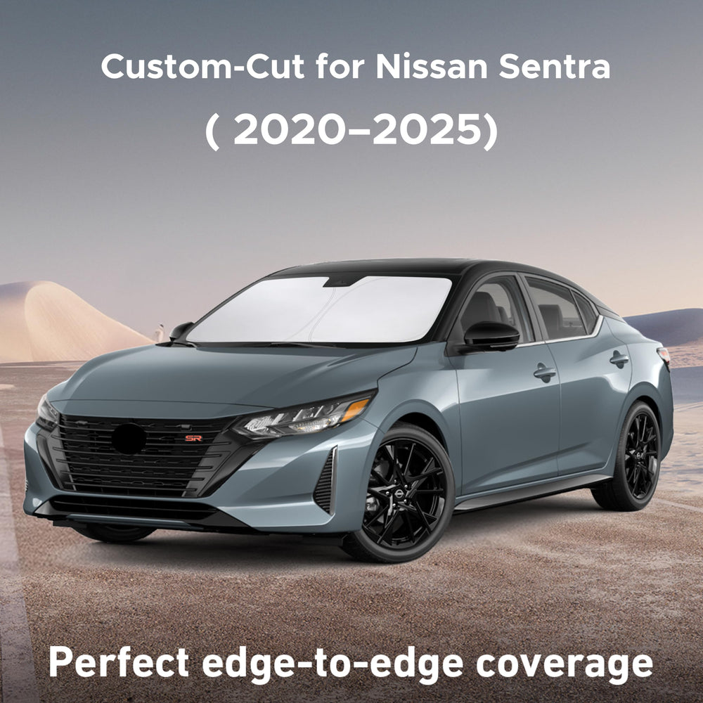 EcoNour Nissan Sentra sunshade UV blocking protects interior surfaces from sun damage.