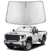 EcoNour windshield sunshade Sierra front view blocks heat for cooler cabin