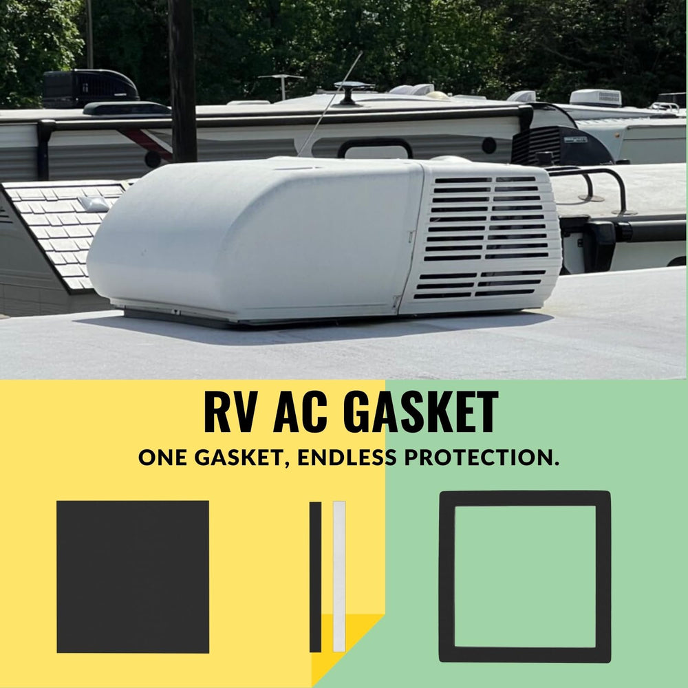 EcoSynic gasket installation in progress on an RV roof, simple mounting.