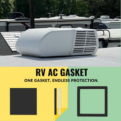 EcoSynic gasket installation in progress on an RV roof, simple mounting.