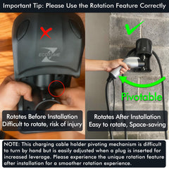Ecotome rotation notch system locks positions for secure, space-saving charging.