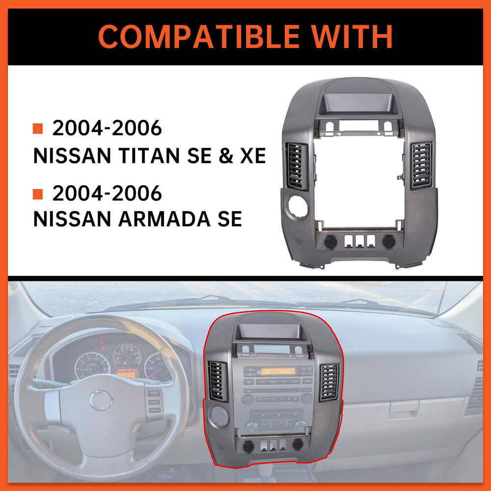 ECOTRIC center dash panel lid for Armada, silver gray, blends with cabin aesthetics.
