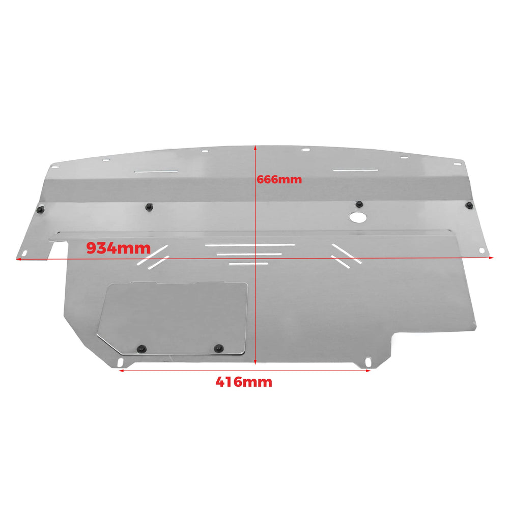 ECOTRIC oil-change door open, easy access to filter and drain plug