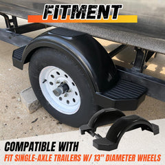 ECOTRIC fenders side view in black fit single-axle trailers.