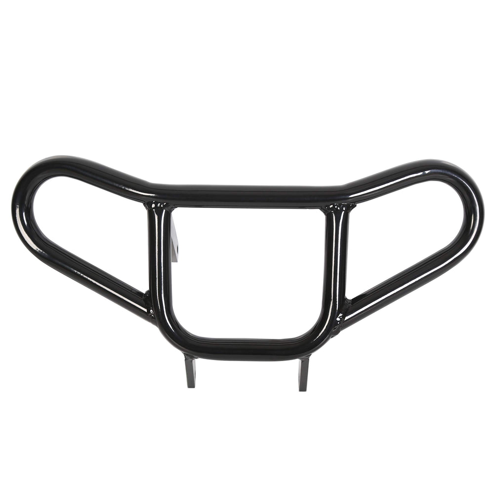 Black powder-coated ECOTRIC bumper guard shields critical components during rough terrain.