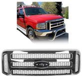ECOTRIC front grille for Ford F-250/F-350 chrome mesh close-up showing durable chrome finish