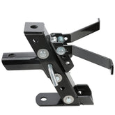 ECOTRIC heavy-duty adjustable hitch installed on a mower for versatile towing.