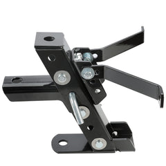 ECOTRIC heavy-duty adjustable hitch installed on a mower for versatile towing.
