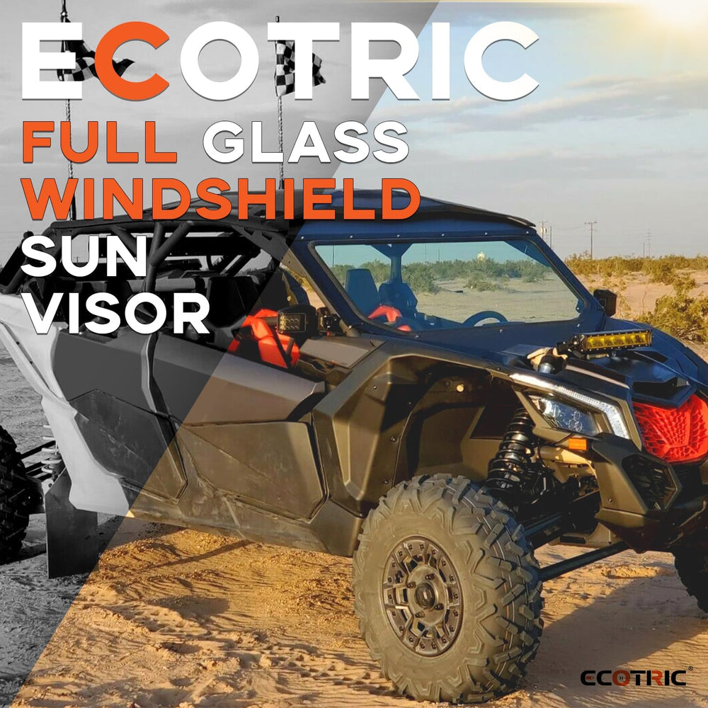 ECOTRIC removable sun visors provide adjustable shade for Maverick X3 rides