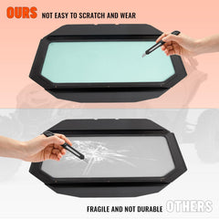 Edge design accommodates the hood and cab frame with a reliable fit