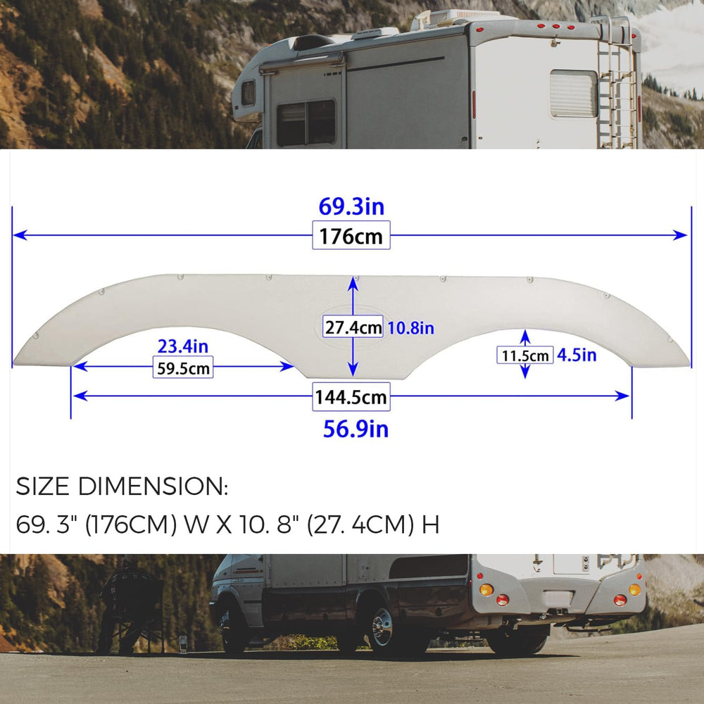 ECOTRIC RV fender skirt durable plastic construction withstands road use.