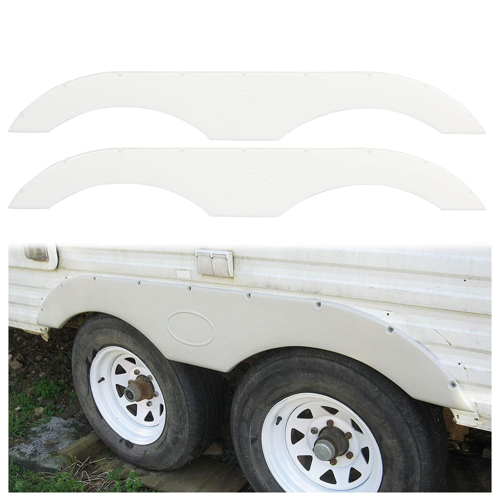 ECOTRIC RV fender skirt replacement for tandem trailers in white, durable and UV-protected.