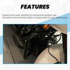 ECOTRIC saddlebag guard bar in black finish adds sleek style