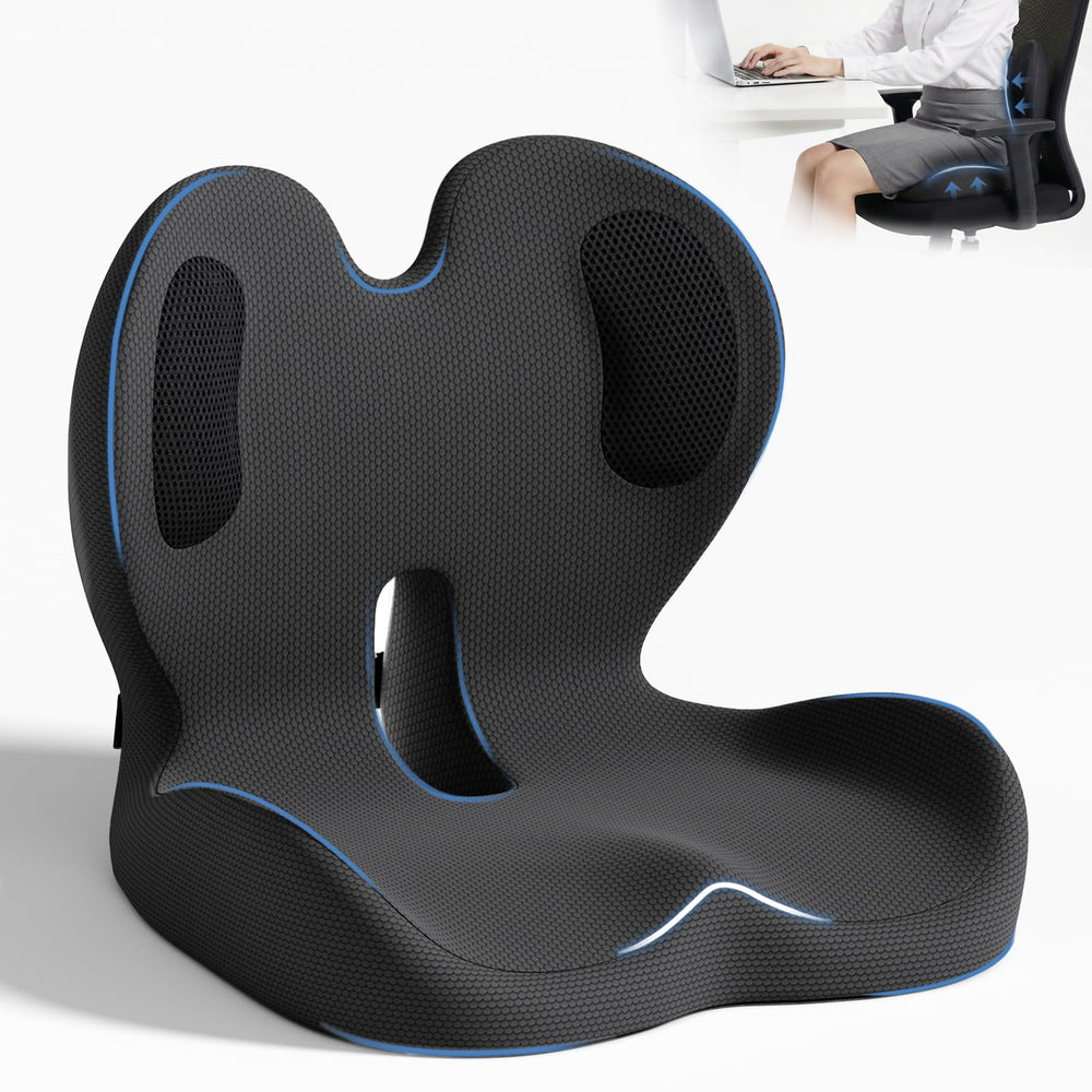 ECONVCE seat cushion with ergonomic design supports the spine for all-day comfort.