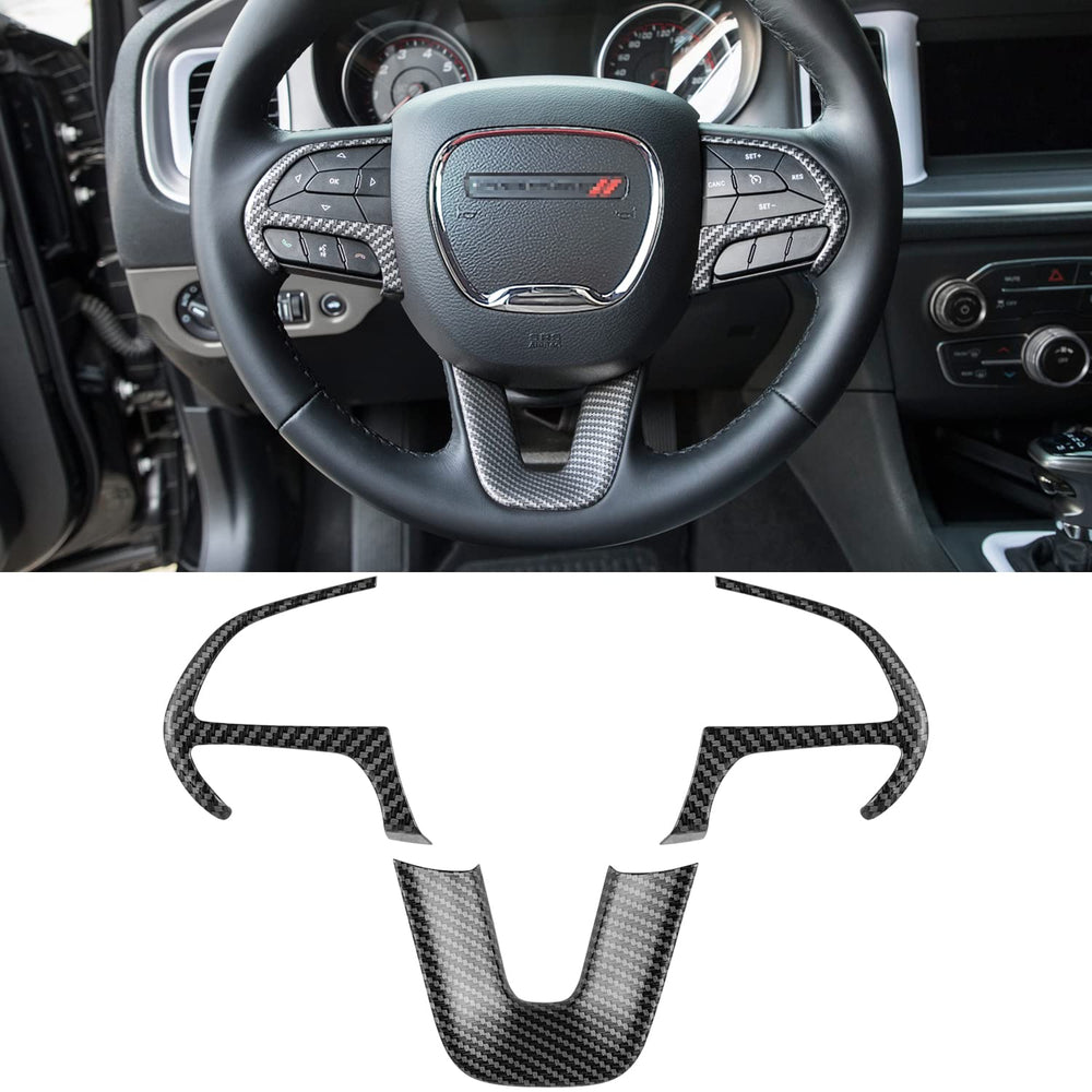 E-cowlboy carbon-fiber black 3pcs steering trim adds sleek style and durable finish