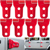 E-cowlboy red door hinge cover for Jeep Wrangler JL 2-door enhances style and scratch protection.