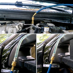 Transparent poly hose shows flow during purging for real-time monitoring.