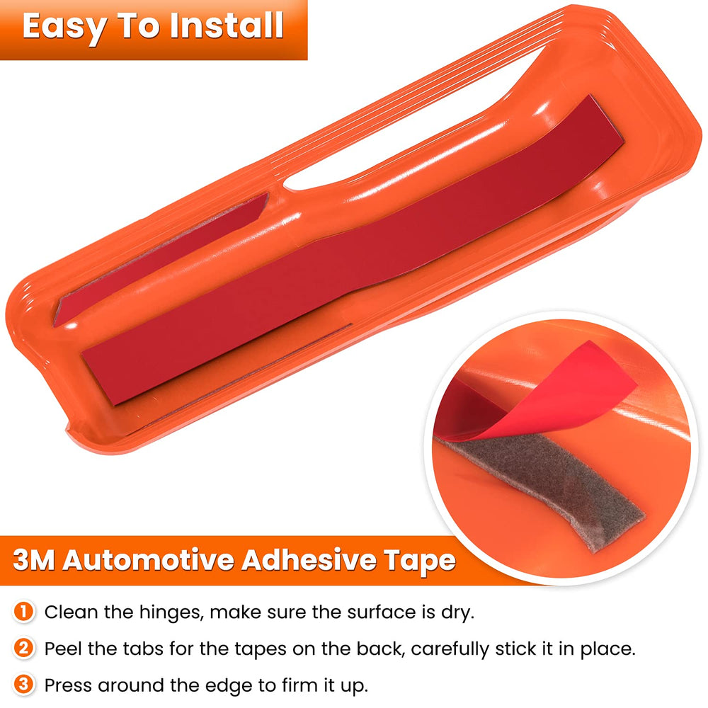 E-cowlboy hinge cover closeup orange highlights premium UV-treated ABS durability.