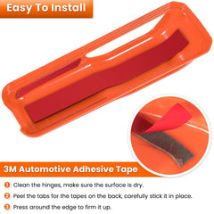 E-cowlboy hinge cover closeup orange highlights premium UV-treated ABS durability.