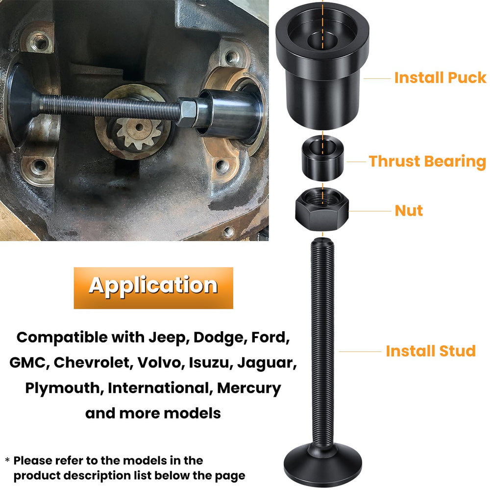 Ecowlboy inner-axle-seal-tool used on Dana 44 for safe tapping and seating.