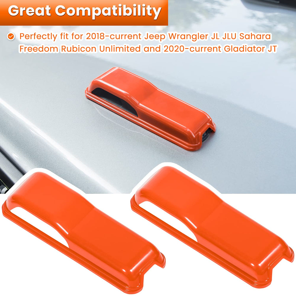 E-cowlboy Jeep Wrangler JL/JLU hinge trim orange adds bold accent and weather resistance.