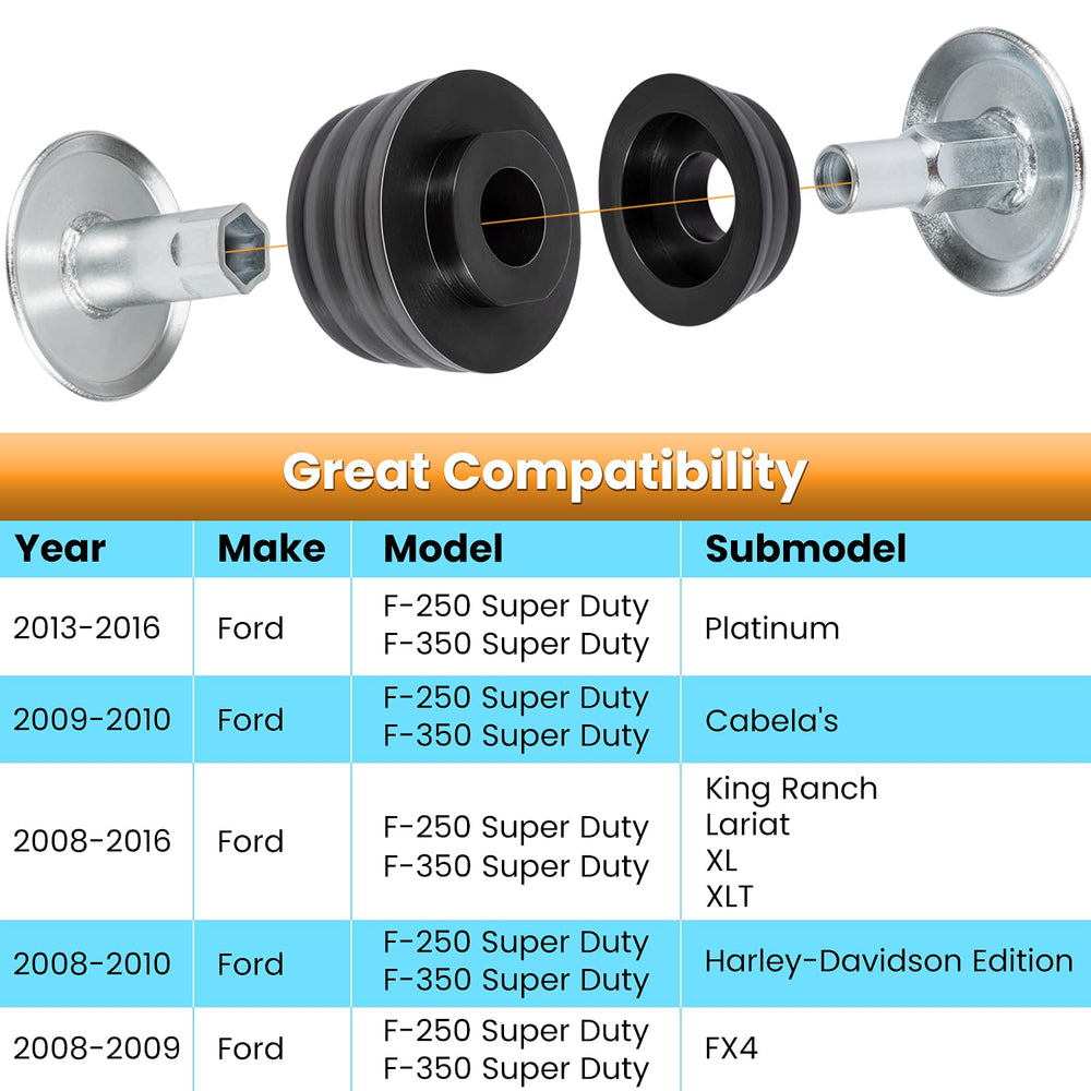 E-cowlboy KF04060BK polyurethane body mounts resist wear and maintain frame contact.