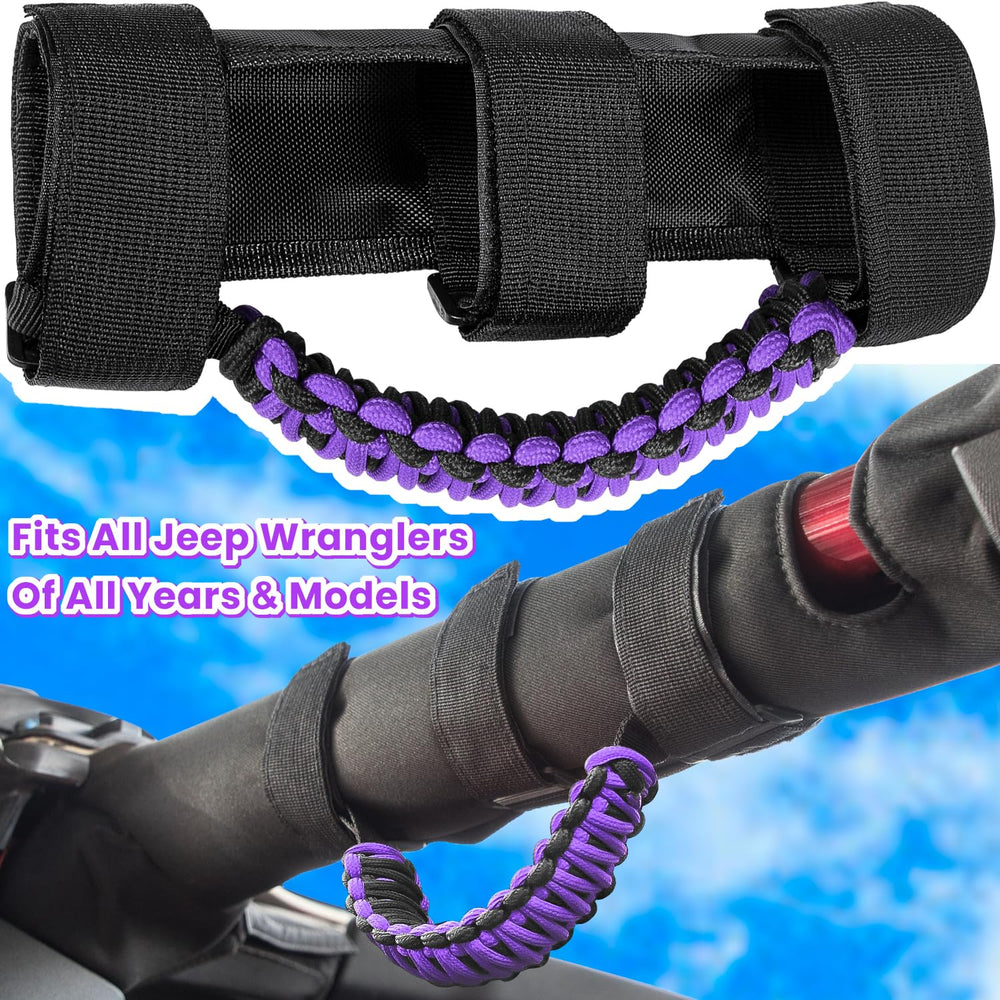 E-cowlboy purple paracord weave roll bar handle for secure grip