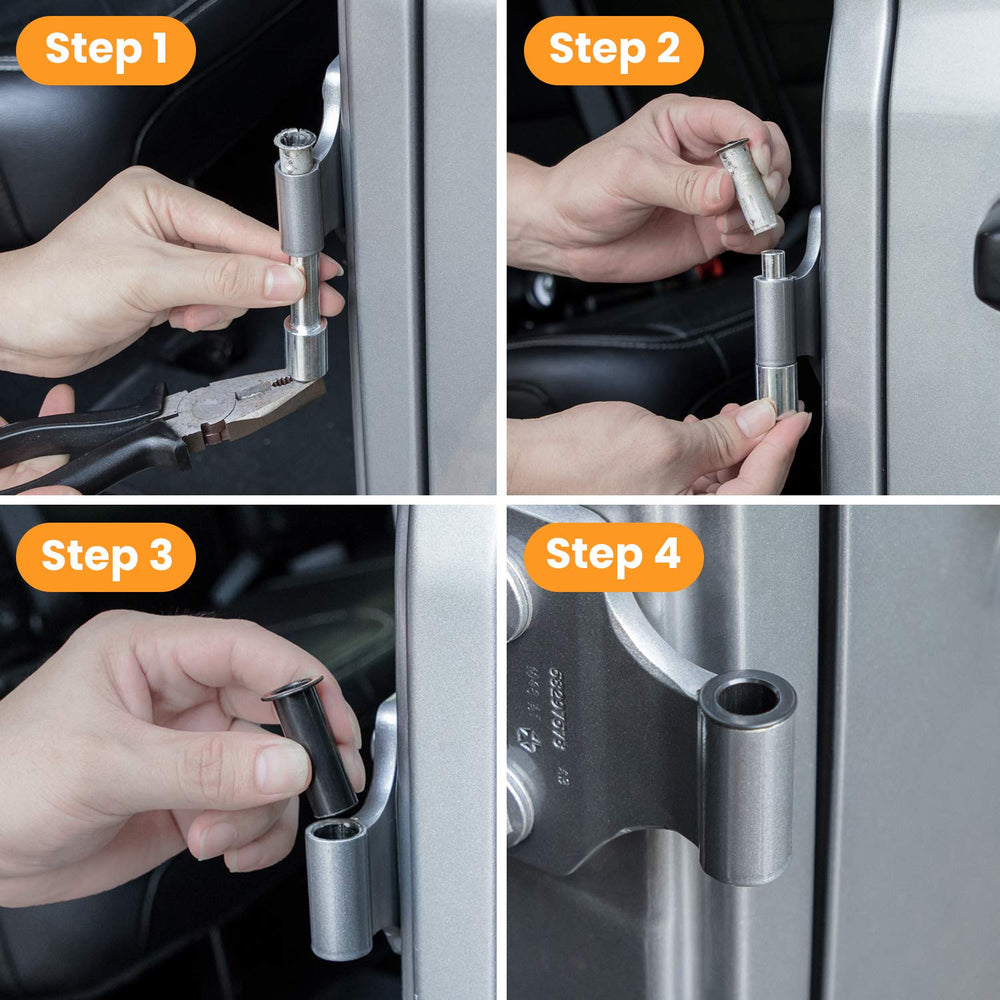 E-cowlboy stainless steel hinge bolts provide durable, corrosion-resistant mounting.