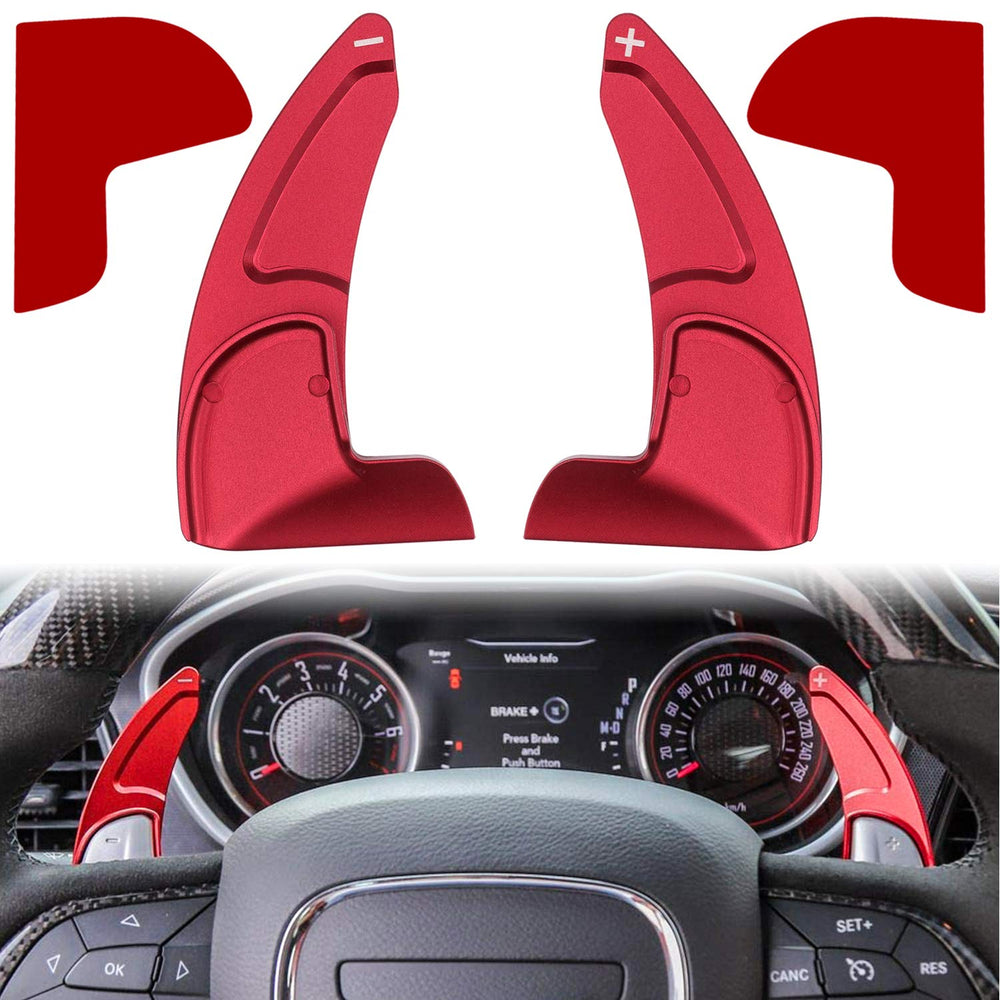 E-cowlboy red extended paddle cover for Dodge Charger improves grip and protects paddles.