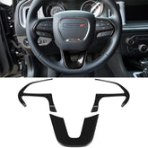 E-cowlboy steering wheel trim kit on a Dodge Charger interior, enhancing style and finish.