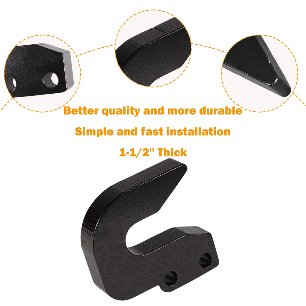 E-cowlboy Top Hook offset design reduces interference with mounted bolts.