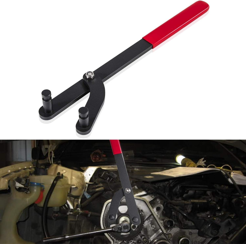 Ecowlboy universal wrench holds camshaft securely for pulley work