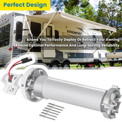 E-cowlboy white end cap torsion assembly for durable RV awning components.