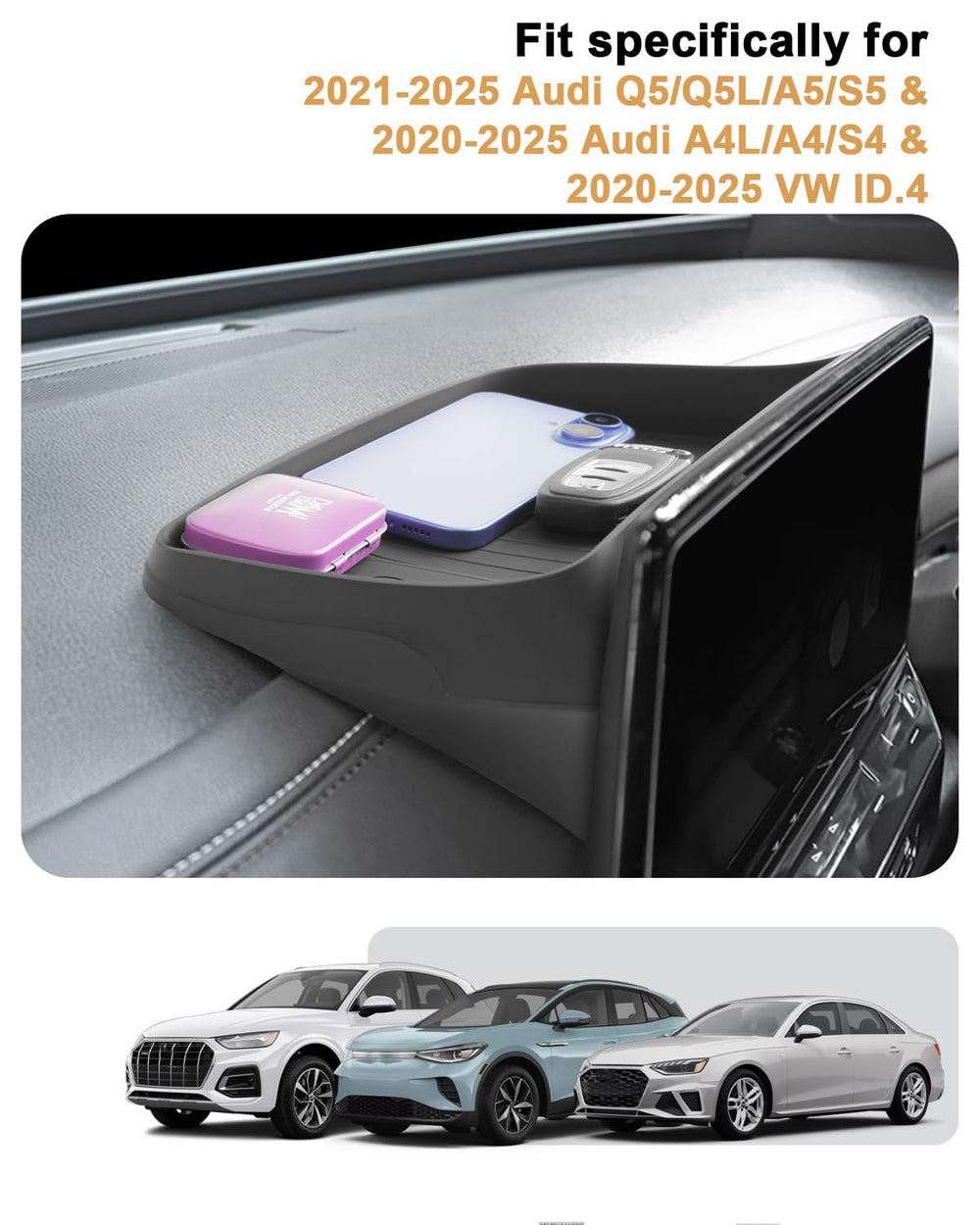 ECOZEN Audi Q5/Q5L/A5/S5 dash tray molded storage for phones and keys