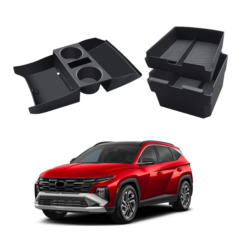 Ecozen Tucson center console organizer with double-layer armrest for tidy storage.