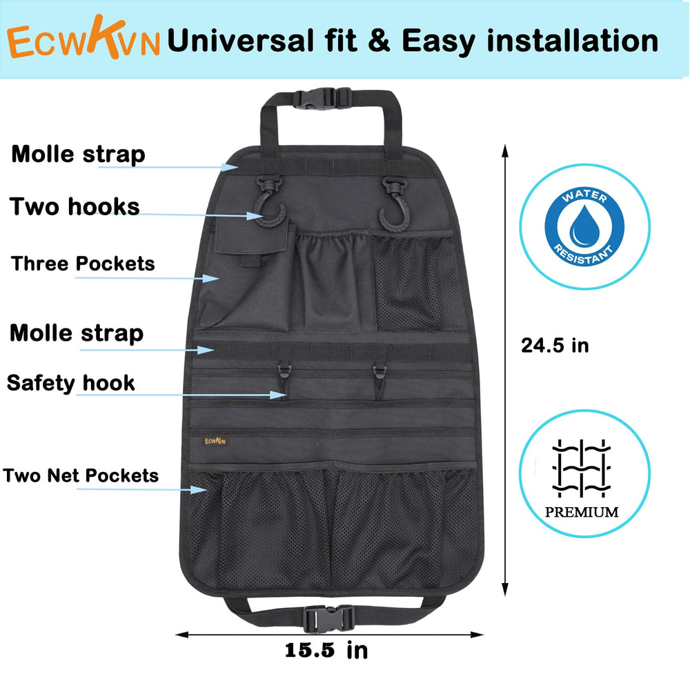 ECWKVN organizer shows tablet pocket and quick-access compartments for on-the-go tasks.