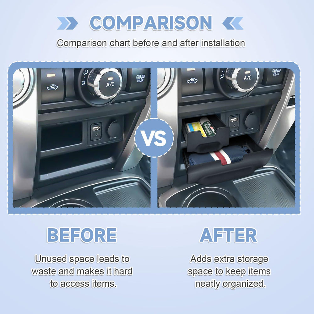 EDBETOS 4Runner Cubby Drawer ABS plastic finish matches interior aesthetics.