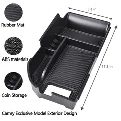 EDBETOS Camry console tray upper compartment stores phone, wallet, sunglasses.