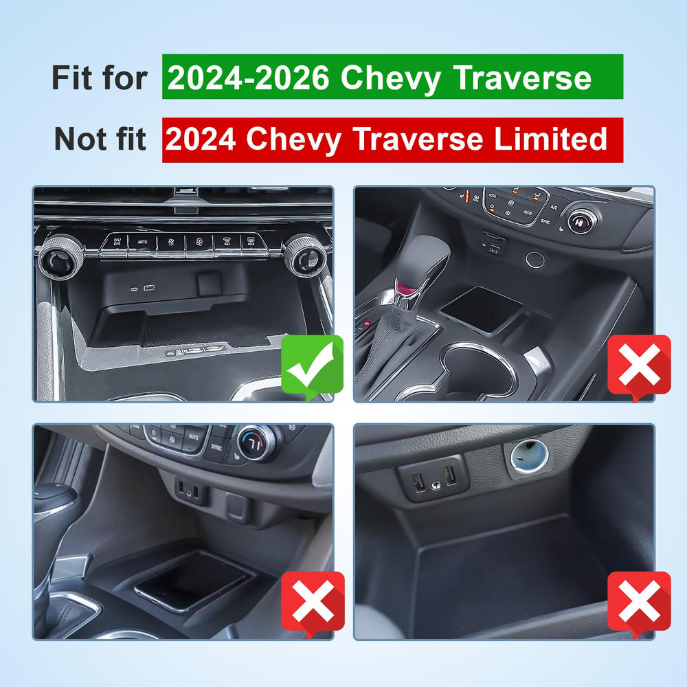 Two-compartment divider tray keeps phone and keys organized in the Traverse