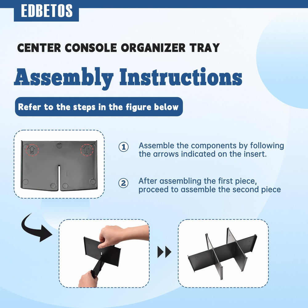 EDBETOS center console organizer installs without tools for quick upgrades