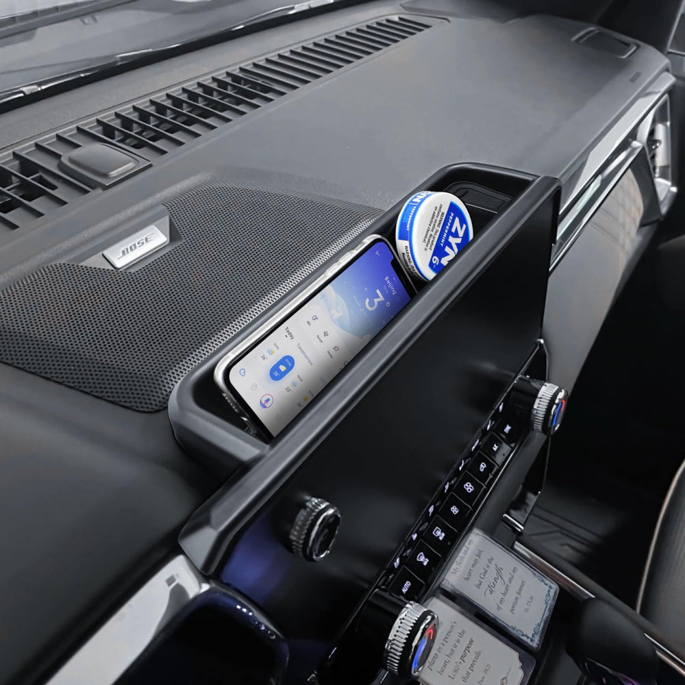 EDBETOS dash storage tray organizes sunglasses, cables, and small accessories.