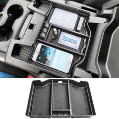 EDBETOS Dodge RAM center console tray full keeps essentials within easy reach.