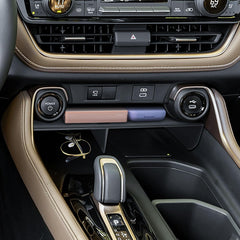 Double-compartment storage helps organize phone and keys efficiently.