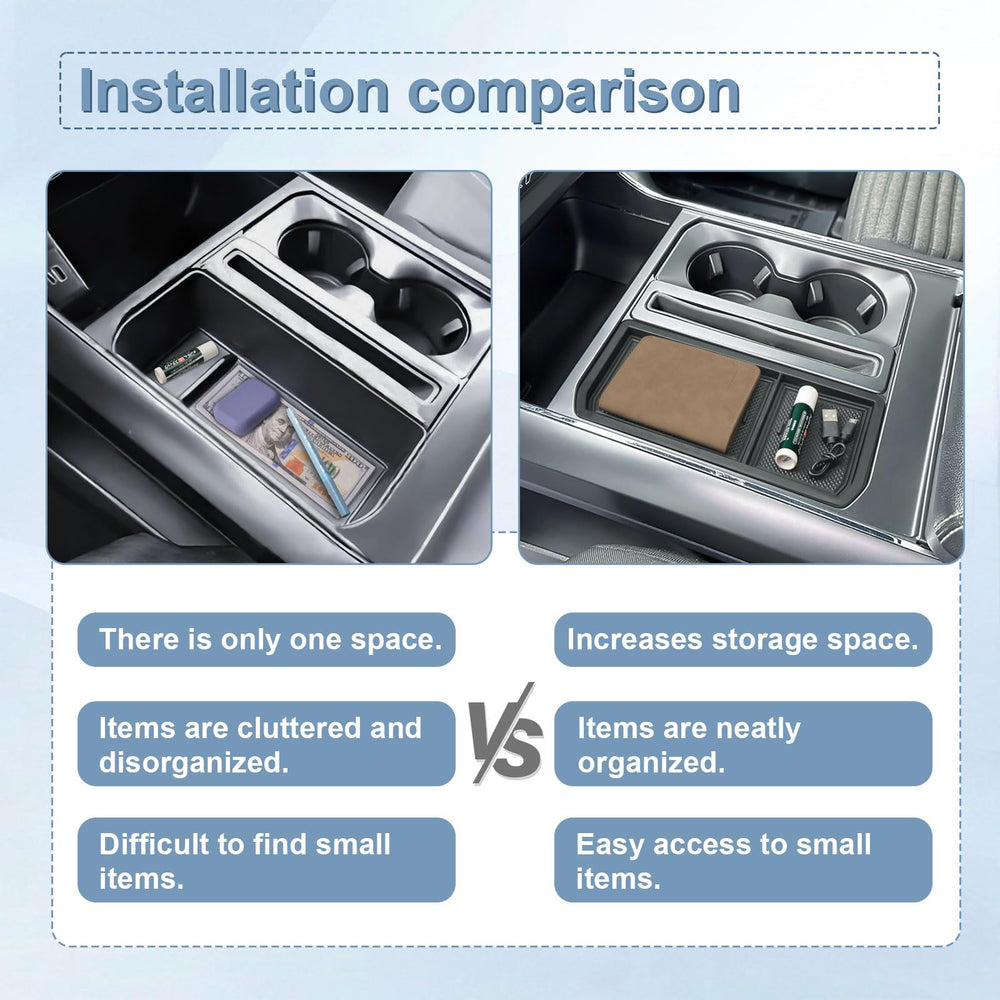 EDBETOS F-150 cubby tray organization helps reduce clutter in daily commutes