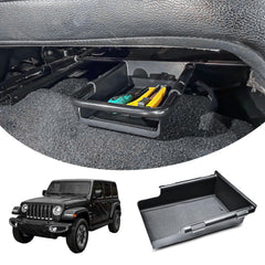 EDBETOS front under-seat tray for Wrangler JL shows hidden storage and reduced cabin clutter