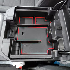 EDBETOS full console tray keeps phone and keys within reach in Silverado interior.